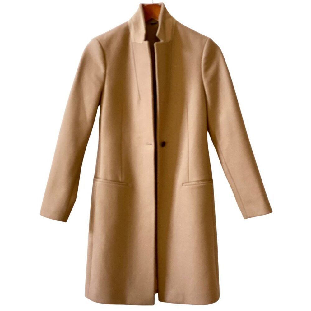 AllSaints Leni Italian Wool Cashmere Suede Camel Coat UK 8 US 4 EU 36 Tailored‎